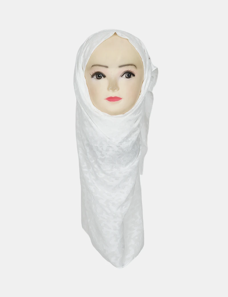 طرحة مدرسية ابيض منقش